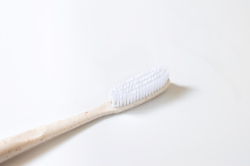 White toothbrush isolated on white background.  
