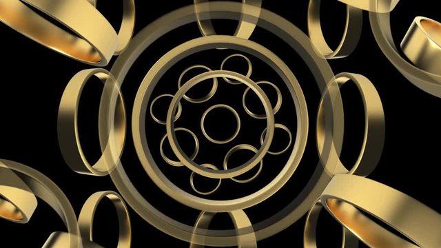 loopable rotation particular Golden rings motion footage background.