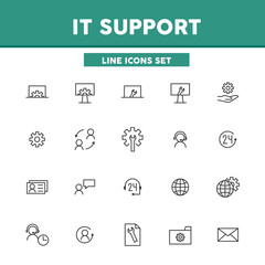 IT support simple set line icons. Vector illustration symbol elements for web design.