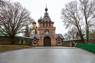 Domes of an Orthodox monastery in Estonia. Convent in Kuremya