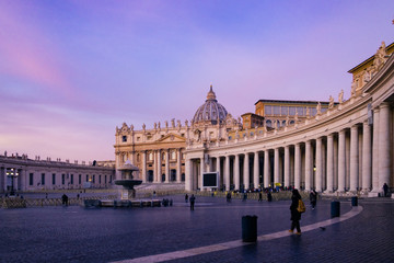 Fototapeta na wymiar Rome, Italy - Jan 3, 2020: St. Peters Square and St. Peters Basilica Vatican City, UNESCO World Heritage Site, Rome, Lazio, Italy, Europe