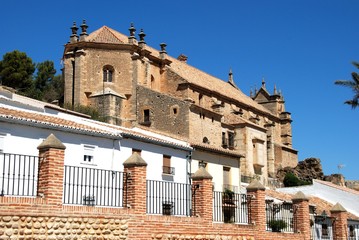 Fototapeta na wymiar View of Santa Maria church overlooking the town, Antequera, Spain.