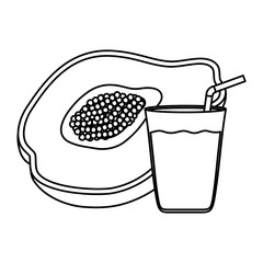 tropical papaya fruit with juice glass