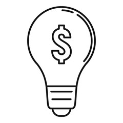Money bulb icon. Outline money bulb vector icon for web design isolated on white background