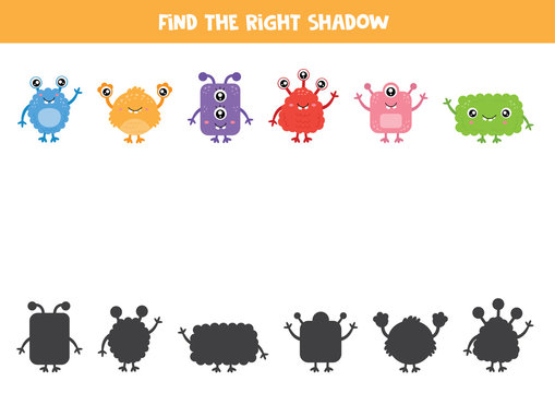 Shadow matching game for preschool kids. Educational worksheet.