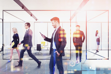 Business team in office. Digital interface