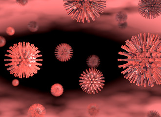 3D render illustration virus cells background 