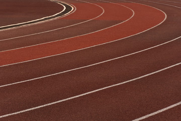 Fototapeta premium white red curve running tract in sport stadium background