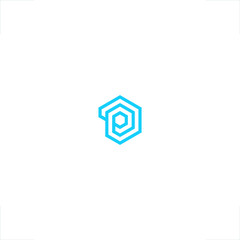 p letter logo initial hexagon coil design