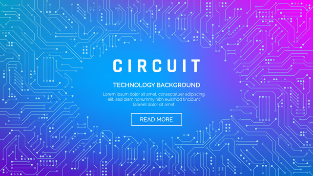 Circuit board texture for banner. Electronic motherboard connection and lines. Abstract technology background. Vector illustration
