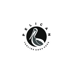 Artistic stylized pelican icon. Pelican logo design. Silhouette of birds