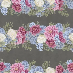 Gordijnen Watercolor floral seamless pattern. Hand painted flowers, greeting card template or wrapping paper © lolya1988