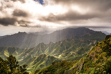 Obraz na płótnie Canvas Amazing mountain landscape on tropical island. Location: Tenerife, Canary Islands, Spain. Artistic picture. Beauty world. Travel concept.