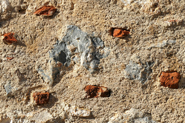 Detail of the structure of the city walls inside the mythical castle of Monemvasia, in