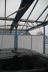 Pressure water washer station car windshield and bumper