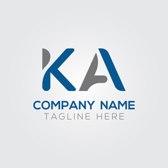 Initial Alphabet KA Logo Design vector Template. Linked Letter KA Logo Vector