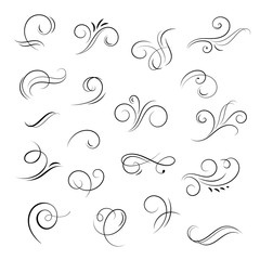 Hand drawn flourishes swirls, calligraphic, wedding decor design elements - 320273350