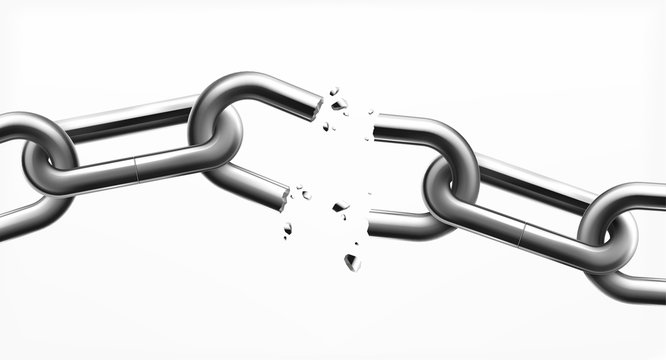 Broken Steel Chain Links