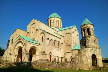 Fototapeta na wymiar Bagrati Cathedral, the Distinct Landmark on the Ukimerioni Hill in Kutaisi, Imereti Region of Georgia