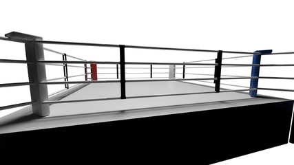 3D render Boxing ring on white background.