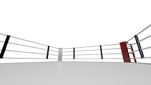 3D render Boxing ring on white background.