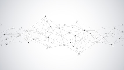 Abstract plexus background with connecting dots and lines. Global network connection, digital technology and communication concept.