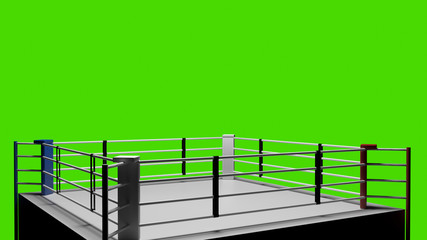 3D render Boxing ring on green screen background.