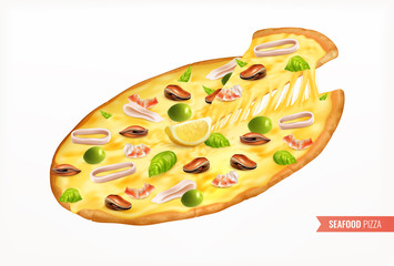 Seafood Pizza Realistic Background