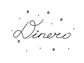 Dinero phrase handwritten with a calligraphy brush. Money in spanish. Modern brush calligraphy. Isolated word black