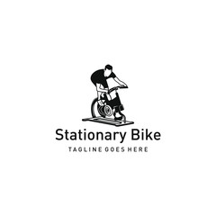 Stationary bike logo design. Cycling exercise machine. Exercise bike logo. Bicycle indoor logo design. Cycle studio.