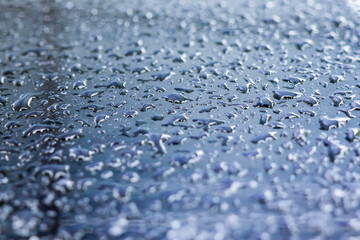 water drops on a blue background