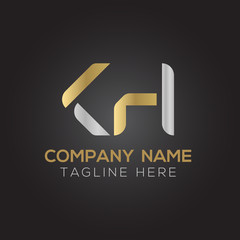 Initial Alphabet KH Logo Design vector Template. Linked Letter KH Logo Vector