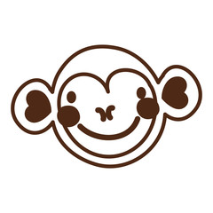 cute monkey wild animal character icon