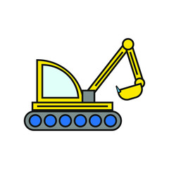 vector icon, construction excavator machine