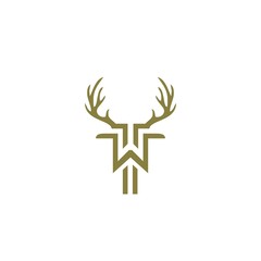 deer antlers logo with the initials TW icon vector.