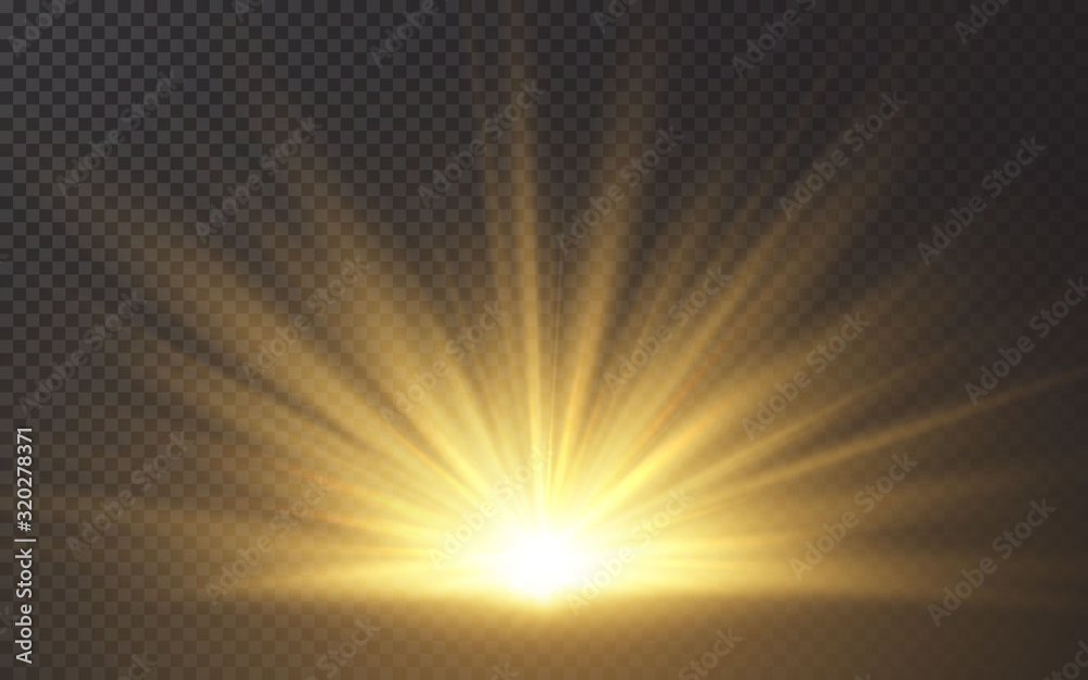 Wall mural sunlight special lens flash light effect on transparent background. effect of blurring light. vector