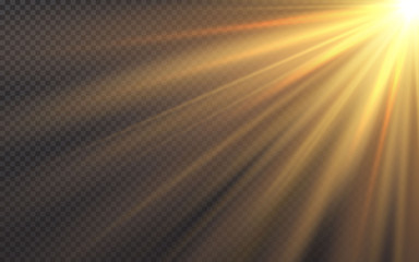 Sunlight special lens flash light effect on transparent background. Effect of blurring light. Vector Illustration
