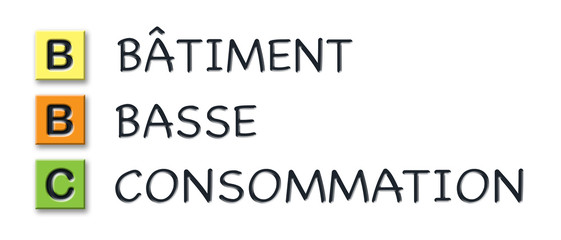 BBC initials in colored 3d cubes with meaning in french language