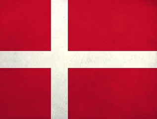 Grunge Flag of Denmark , Denmark flag pattern on the concrete wall, flag of Denmark banner on scratched vintage texture, retro effect , Background for design in country flag