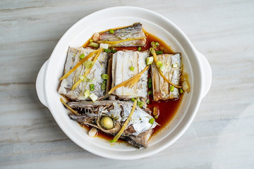 Chinese national dish, steamed strip fish