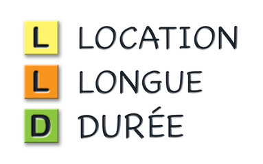 LLD initials in colored 3d cubes with meaning in french language