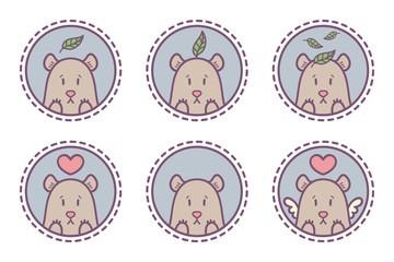 Set of bear emblems, icons, labels.