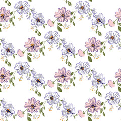 Fashionable cute pattern in nativel flowers. Floral seamless background for textiles, fabrics, covers, wallpapers, print, gift wrapping or any purpose.