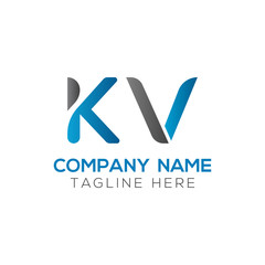 Initial Alphabet KV Logo Design vector Template. Linked Letter KV Logo Vector