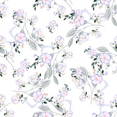 Obraz na płótnie Canvas Fashionable cute pattern in nativel flowers. Floral seamless background for textiles, fabrics, covers, wallpapers, print, gift wrapping or any purpose.