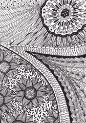 Hand drawn black and white doodle background