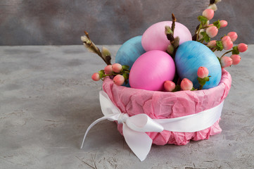 colored painted eggs. a treat for Easter.