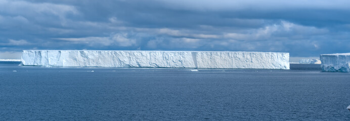 Navigating among enormous icebergs, including the world's largest recorded B-15, calved from the...