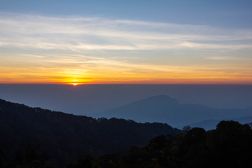 landscape sunrise at inthanon chaingmai thailand