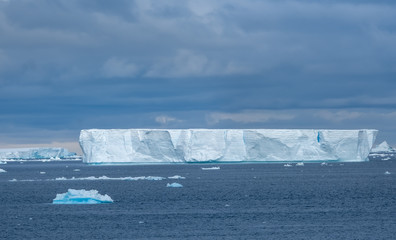 Navigating among enormous icebergs, including the world's largest recorded B-15, calved from the Ross Ice Shelf of Antarctica,